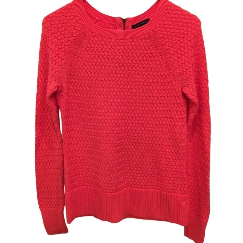 American Eagle Neon Pink Open Knit Wide Neck Raglan Sleeve Sweater Size Small